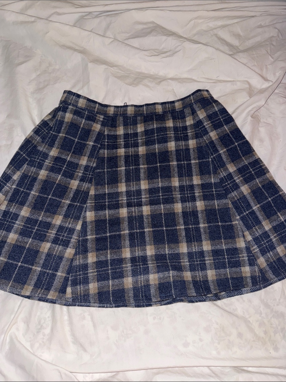 She + Sky Navy and Cream Plaid Circle Skirt